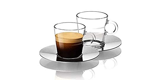 Set Glass Collection Espresso Cups & Saucers,A & P Cahen Design,New.
