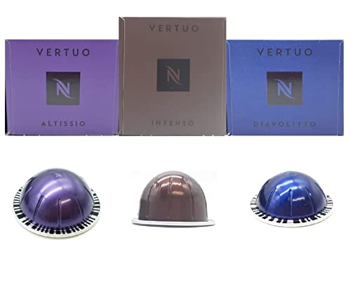 Nespresso Vertuo Intense Powerful Selection Mix Long Expiry Coffee Pods Capsules Intenso Altissio Diavollito 30 Pods 3 Sleeves