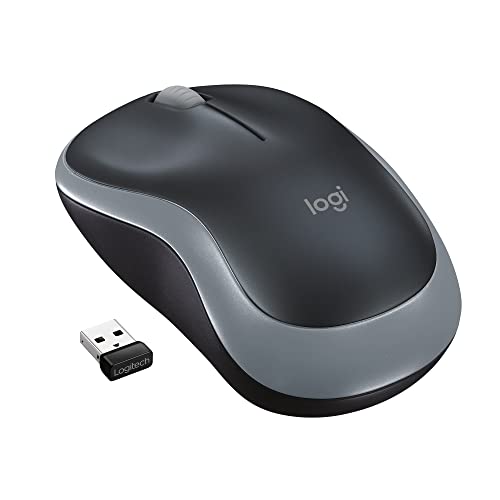 Logitech M185 Wireless Mouse, 2.4GHz with USB Mini Receiver, 12-Month Battery Life, 1000 DPI Optical Tracking, Ambidextrous, Compatible with PC, Mac, Laptop - Grey