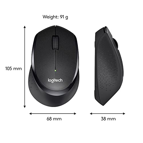 Logitech M330 SILENT PLUS Wireless Mouse, 2.4GHz with USB Nano Receiver, 1000 DPI Optical Tracking, 2-year Battery Life, Compatible with PC, Mac, Laptop, Chromebook - Black