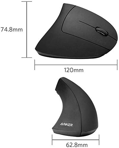 Anker AK-UBA 2.4G Wireless Vertical Ergonomic Optical Mouse, 800 / 1200 /1600 DPI, 5 Buttons for Laptop, Desktop, PC, Macbook - Black