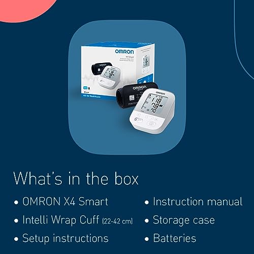 OMRON X4 Smart Automatic Blood Pressure Monitor for Home Use – Clinically Validated, Blood Pressure Machine Including Use on Diabetics and Pregnancy, Bluetooth To Free Smartphone App for Ios/Android