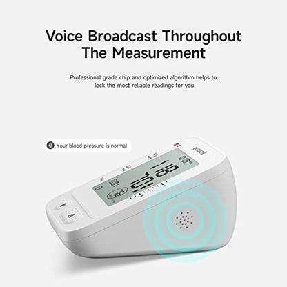 yuwell Blood Pressure Monitor, Extra Large Upper Arm Cuff, Digital BP Machine for Home Use & Pulse Rate Monitoring Meter, Automatic, Large Display, Voice Broadcasting with Power Adapter and Batteries