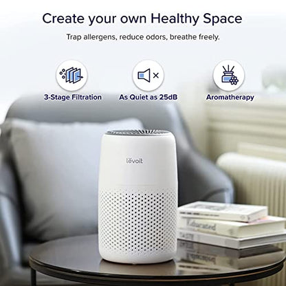 LEVOIT Air Purifier for Home Bedroom, Ultra Quiet HEPA Air Filter Cleaner with Fragrance Sponge & 3 Speed for Better Sleep, Allergies, Dust, Odour, Pet, Smoke, Office, Desktop, 100% Ozone Free