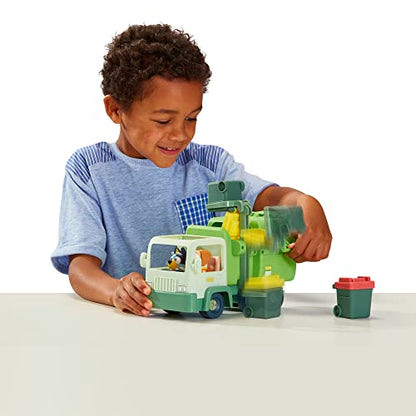 Bluey Garbage Truck Vehicle Playset with Two 2.5"-3" Official Collectable Character Action Figures Bluey with the Bin Man and 2 Rubbish Bin Accessories