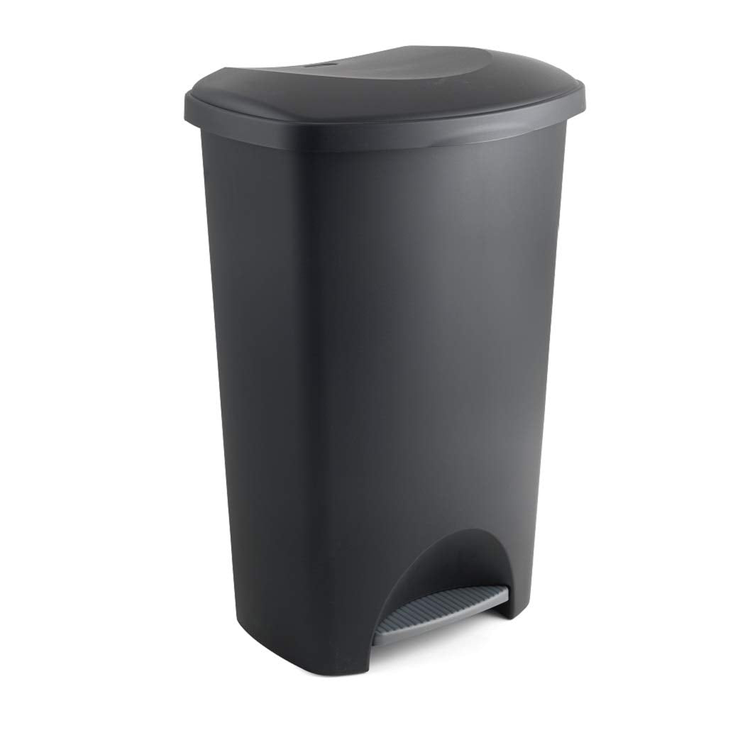 Addis Plastic Family Kitchen Utility Bin, 50 Litre, New Black with Silver Pedal