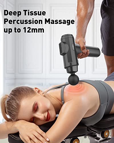 LAOBEN Massage Gun, Massager Deep Tissue, USB-C Charging Port, LCD Touch Screen, Percussion Muscle Massager with Carrying Case and 6 Massage Heads, Relaxes Muscles to Relieve Aches and Pains.