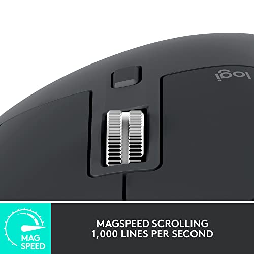 Logitech MX Master 3S - Wireless Performance Mouse with Ultra-fast Scrolling, Ergo, 8K DPI, Track on Glass, Quiet Clicks, USB-C, Bluetooth, Windows, Linux, Chrome - Grey