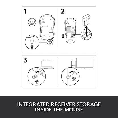 Logitech M185 Wireless Mouse, 2.4GHz with USB Mini Receiver, 12-Month Battery Life, 1000 DPI Optical Tracking, Ambidextrous, Compatible with PC, Mac, Laptop - Grey