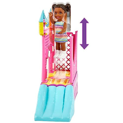 Barbie Skipper Babysitters Inc. Bounce House Playset with Skipper Babysitter Doll, Toddler Doll, Swing & Accessories, Toy for 3 Year Olds & Up, HHB67
