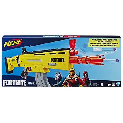 Nerf Fortnite AR-L Motorised Nerf Elite Dart Blaster, Motorised Toy Blaster, 20 Official Nerf Fortnite Elite Darts, Flip Up Sights for Youth, Teens, Adults