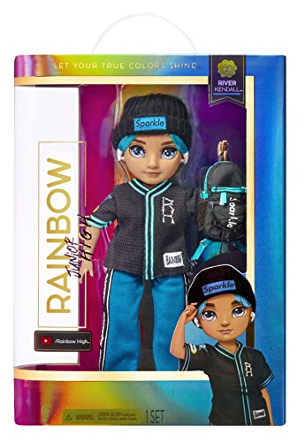 Rainbow High Junior High - River Kendal Rainbow Fashion Doll with Outfit and Accessories - Gift and Collectable for Kids Ages 6+, Black- 9"/23cm