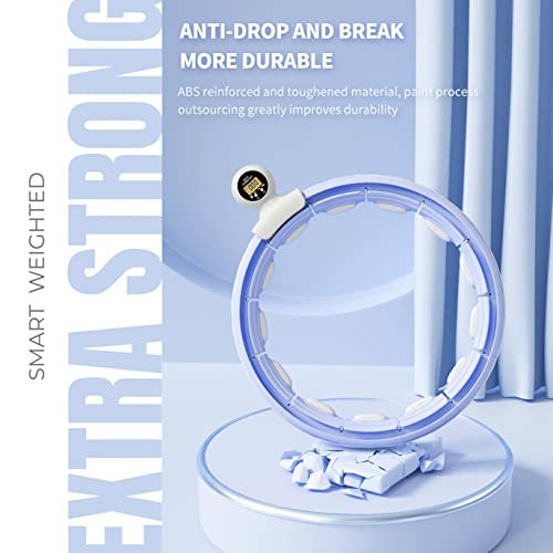 Smart Weighted Hula Ring Hoops, Hula Circle Detachable Fitness Ring with 360 Degree Auto-Spinning Ball Massage, Gymnastics, Adult Fitness for Weight Loss (Blue)
