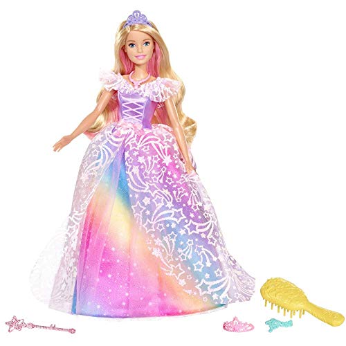 Barbie Dreamtopia Royal Ball Princess Doll, Blonde Wearing Glittery Rainbow Ball Gown, Brush and 5 Accessories, Gift for 3 to 7 Year Olds, GFR45 - Amazon Exclusive