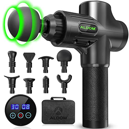 Muscle Massage Gun,ALDOM Massager Gun Deep Tissue 30 Adjustable Speeds&8 Heads,4800rpm Powerful USB-C Large Capacity Rechargeable Portable Percussion Massager for Body Pain Recovery.