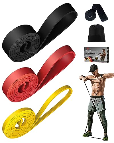 Victoper Resistance Bands（3 Pieces）Pull Up Bands Gym Bands Resistance for Exercise Strength Training Fitness Pilates Yoga Stretch Toning,Pull up Resistance Band Includ Door Anchor and Storage Bag