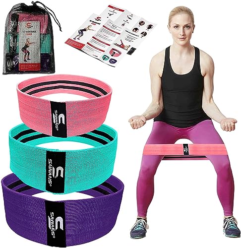 Resistance Bands, Resistance Band for Legs and Glutes, Includes Exercise Band Workout Booklet, Non-Slip Booty Band for Women & Men Hip Circle, Back Stretcher Set of 3