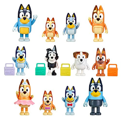 Bluey "The Show" 4-Pack 2.5-3 inch Official Bluey, Bingo, Chilli (Mum) and Bandit (Dad) Collectable Articulated Action Figures