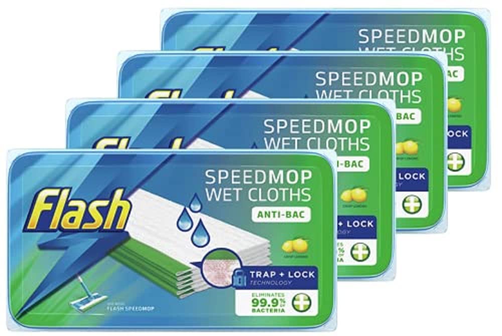 Flash Speedmop Wet Cloth Refills, Floor Cleaner, Lemon Anti-Bac, 96 Wipes (24 x 4)