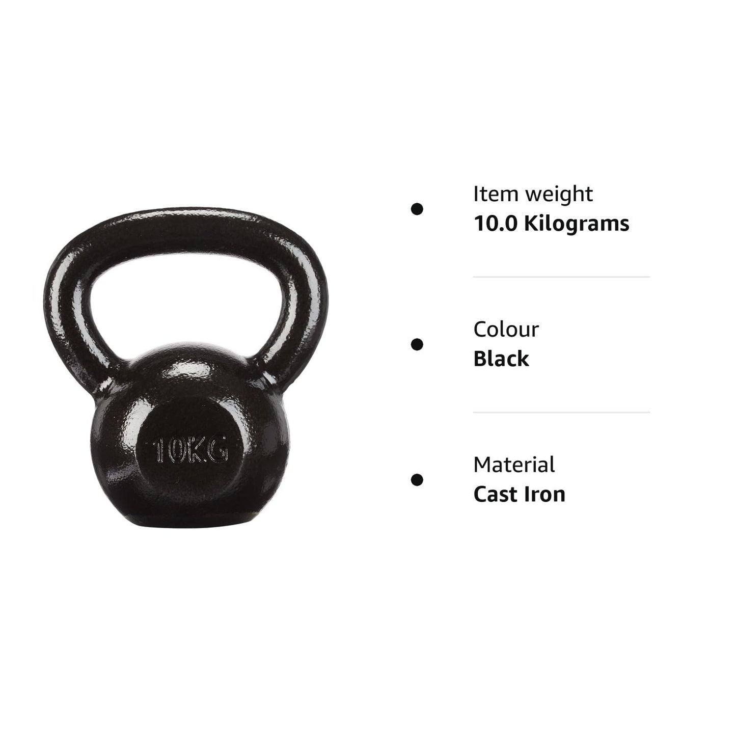 Amazon Basics Cast-Iron Kettlebell, 10kg, Black