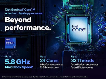 Intel Core i9-13900K (Latest Gen) Gaming Desktop Processor 24 cores (8 P-cores + 16 E-cores) with Integrated Graphics - Unlocked