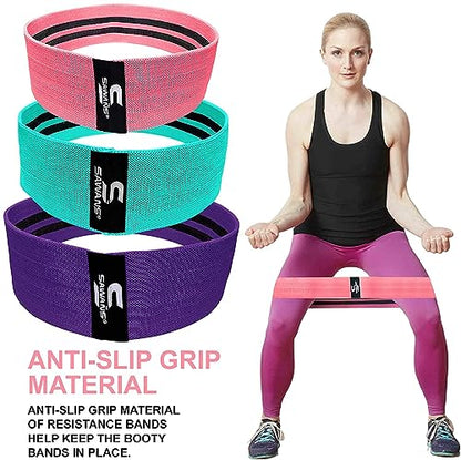 Resistance Bands, Resistance Band for Legs and Glutes, Includes Exercise Band Workout Booklet, Non-Slip Booty Band for Women & Men Hip Circle, Back Stretcher Set of 3