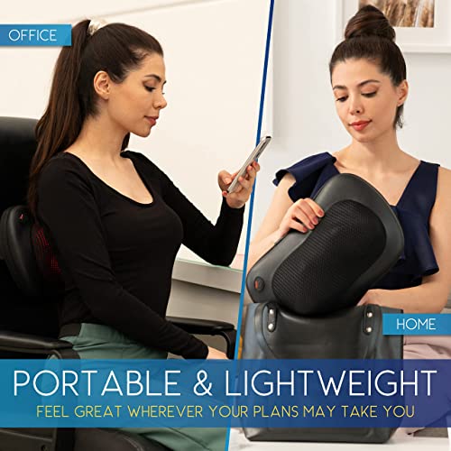 Comfort Supplies Shiatsu Massager Cushion with Heat – Deep Tissue Kneading Massage Pillow for Neck, Lower Back, Shoulder, Muscle Pain Relief – Home, Office, Car, Bed Use – 1 Year Warranty