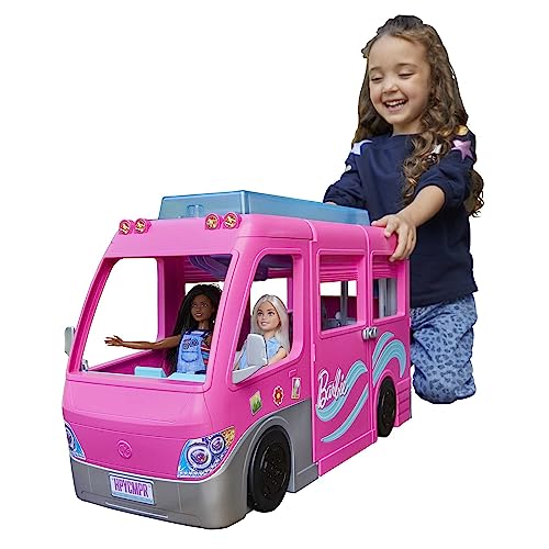 Barbie Camper, Doll Playset with 60 Accessories, 30-Inch-Slide and 7 Play Areas, Dream Camper, HCD46