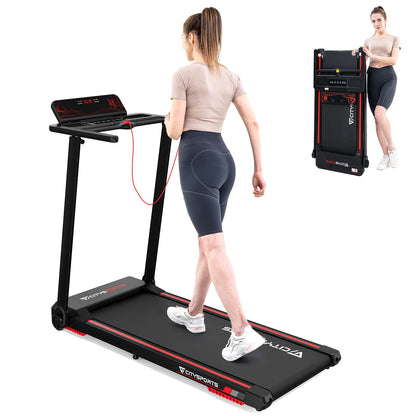 CITYSPORTS Folding treadmill,Foldable Walking Running Machine,2.0HP Motorized Electric Treadmill for Home,Bluetooth Speaker,LED Display & Fitness App,Phone Holder,Adjustable Speeds 0.6-7.8 MPH(black)