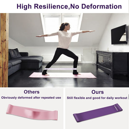 Resistance Bands [Set of 5], Resistance Band for Women and Men, Skin-Friendly Resistance Fitness Exercise Loop Bands 5 Levels for Legs and Glutes,Arms,Pilates,Yoga-Carry bag included