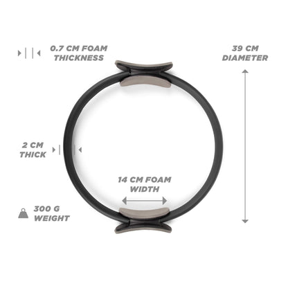 Phoenix Fitness Pilates Ring - Double Handle Exercise Circle Fitness Magic Circle Resistance Ring Dual Grip for Yoga Core Training - 15 Inch, Black