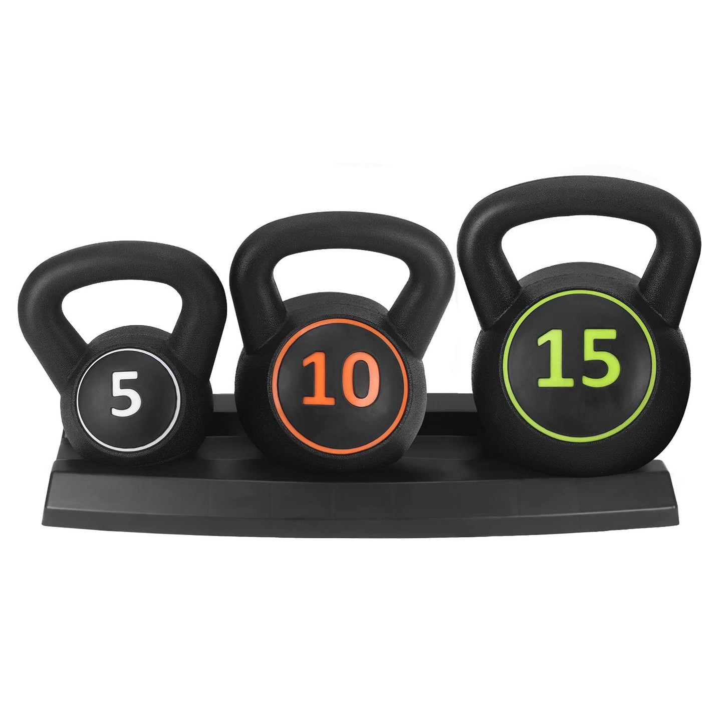 Trintion 3 Pcs Kettlebell Set 5lb 10lb 15lb Weight Lifting Training Kettle Bell Cardio Strength Exercise Equipment for Home Gym Workout Bodybuilding