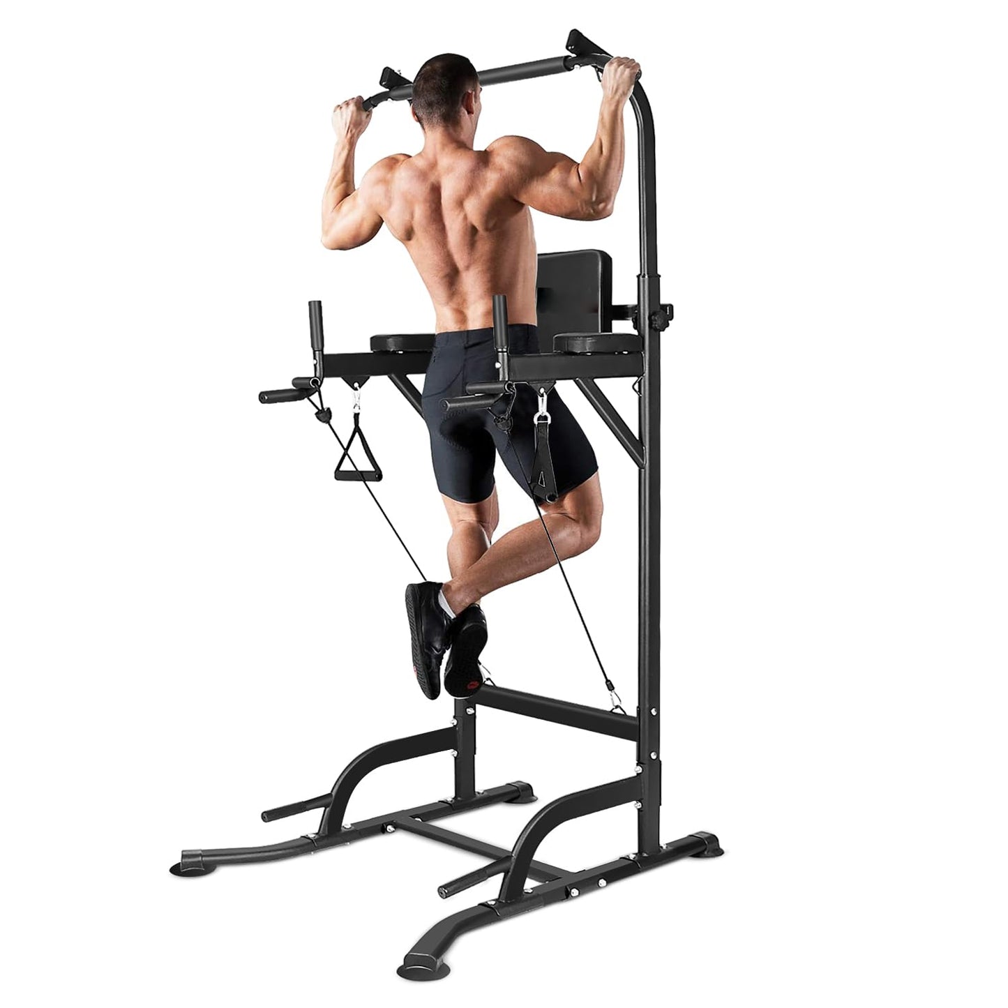 Dskeuzeew Power Tower Dip Station Pull Up Bar, Adjustable Height Multi-Function Power Tower, Push Up Workout Abdominal Exercise for Home Gym Strength Training Fitness Workout Equipment