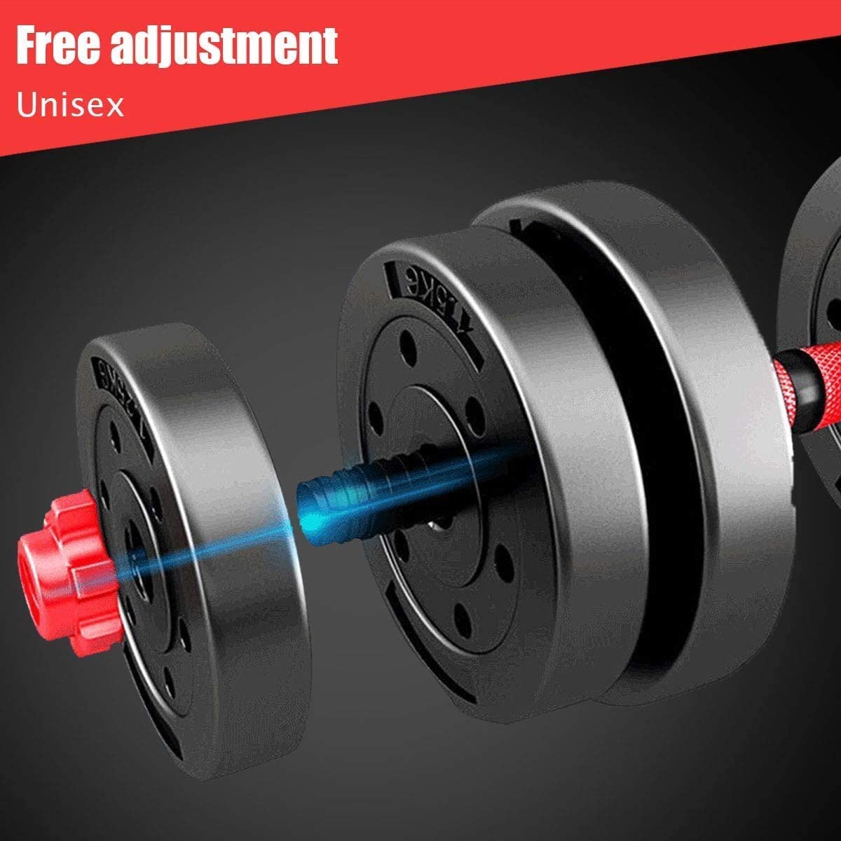20KG Dumbbells Barbell Set With Connecting Rod Adjustable Iron Dumbbells set Adjustable Lifting Training Set, Black & Yellow
