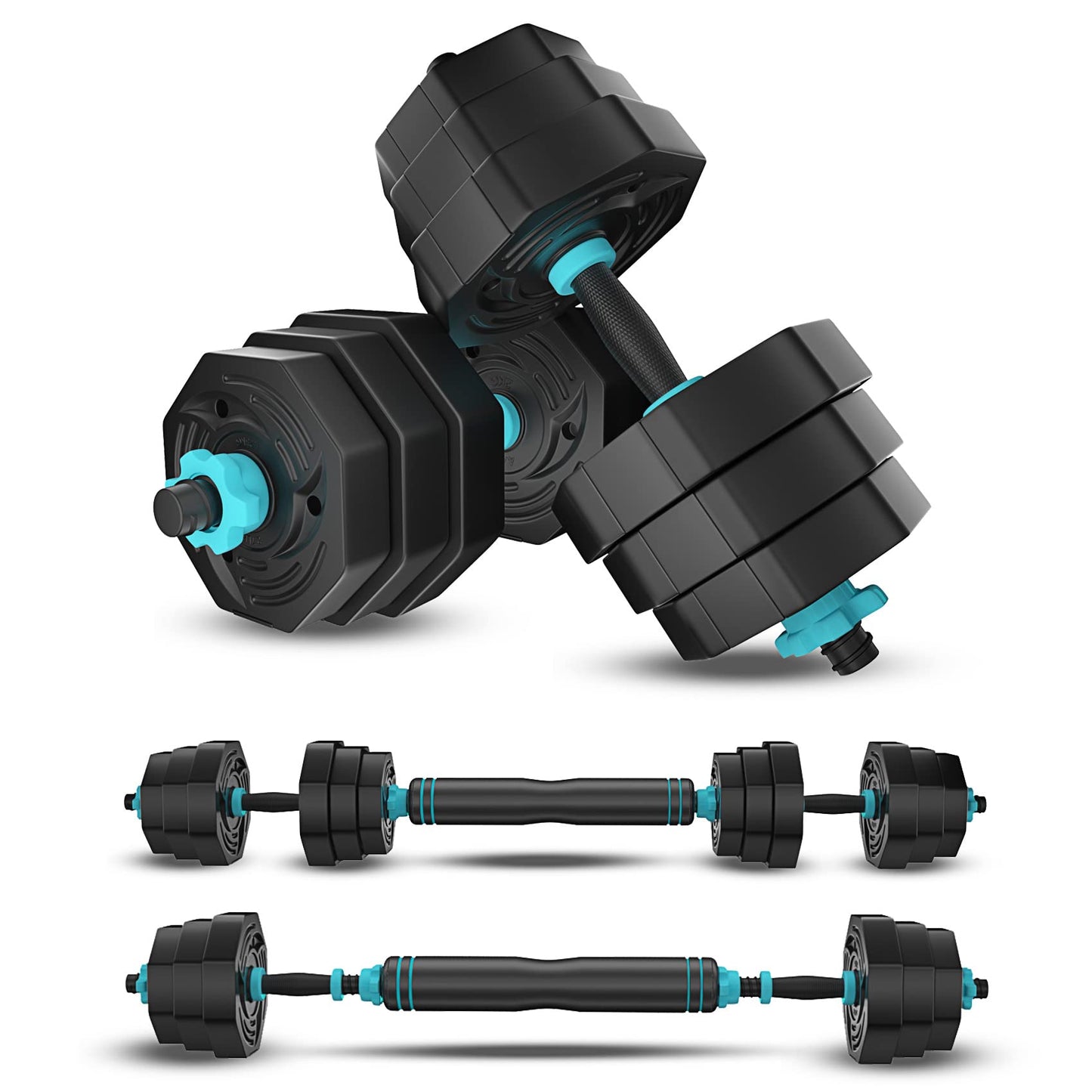 Dumbbell 20KG Adjustable Weights Fitness Dumbbell Set for Men/Women,Arm Hand Weight Barbell for Bodybuilding Exercise Strength Training Home Gym Equipment Pair with Connector