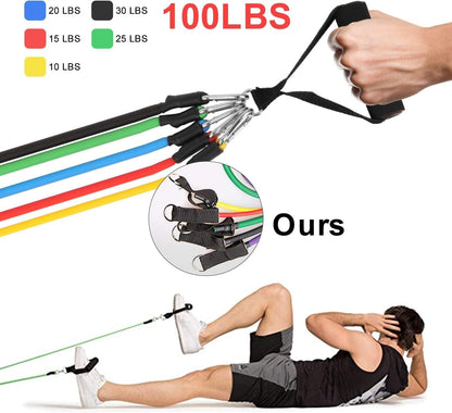 Resistance Bands Set 5pcs with Handle for Men and Women Strength Exercise Resistance Band Training Fitness Tubes Tension Bands Workout Gym Equipment for Home Use Physical Training Cable