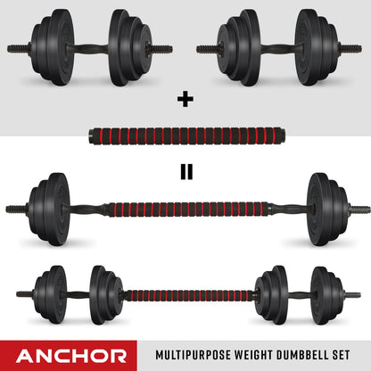 Anchor's Adjustable Dumbbells Weights set for Men Women, Dumbbell hand weight Polyvinyl Chloride Barbell Perfect for Bodybuilding fitness weight lifting training home gym equipment free weights (20)