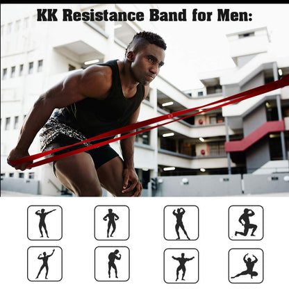 KK Resistance bands for men and women fitness band (15 – 35 lbs) pull up resistance bands Suitable for home, gym workout exercise flexibility and strength training. (Red: 15 – 35 lbs)