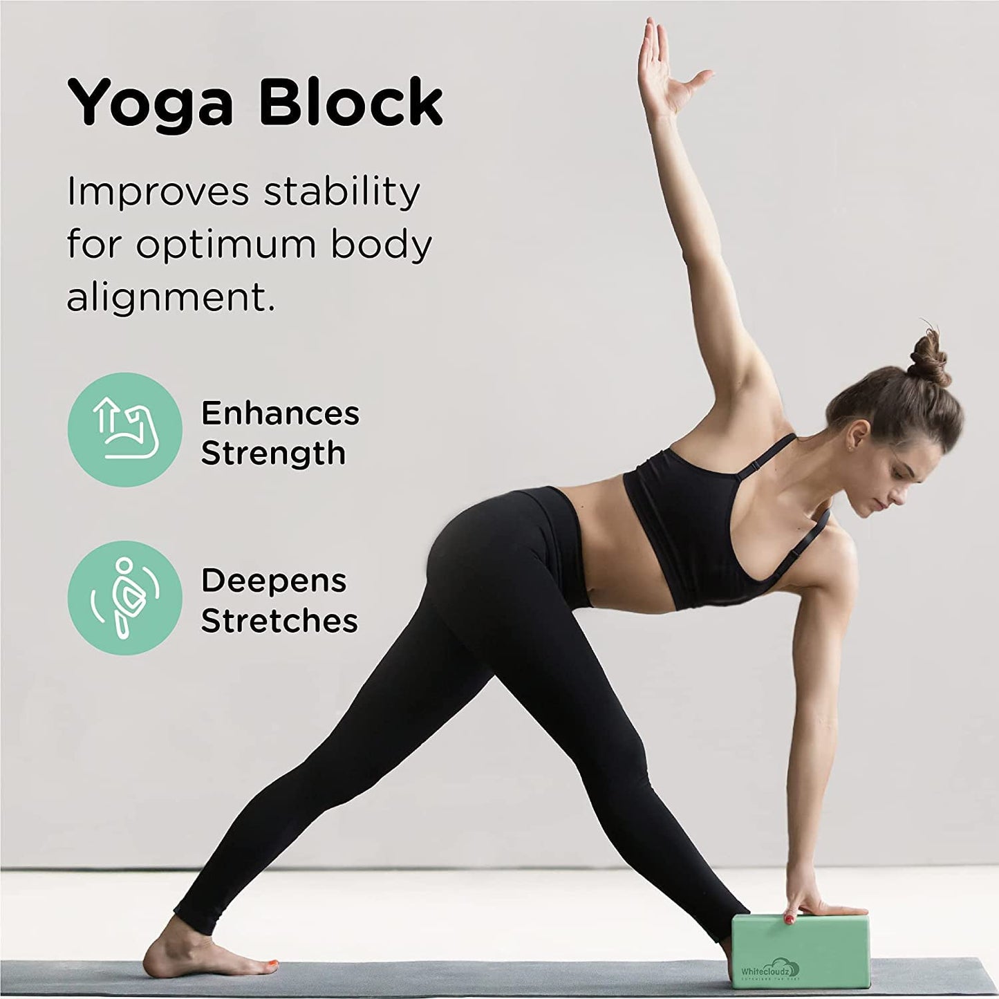 WHITECLOUDZ Yoga Blocks Set of 2 - EVA Foam blocks - High Density Yoga Blocks - Premium Design Yoga Bricks x2 Non-slip & Travel friendly - Improve Strength, Balance and Flexibility