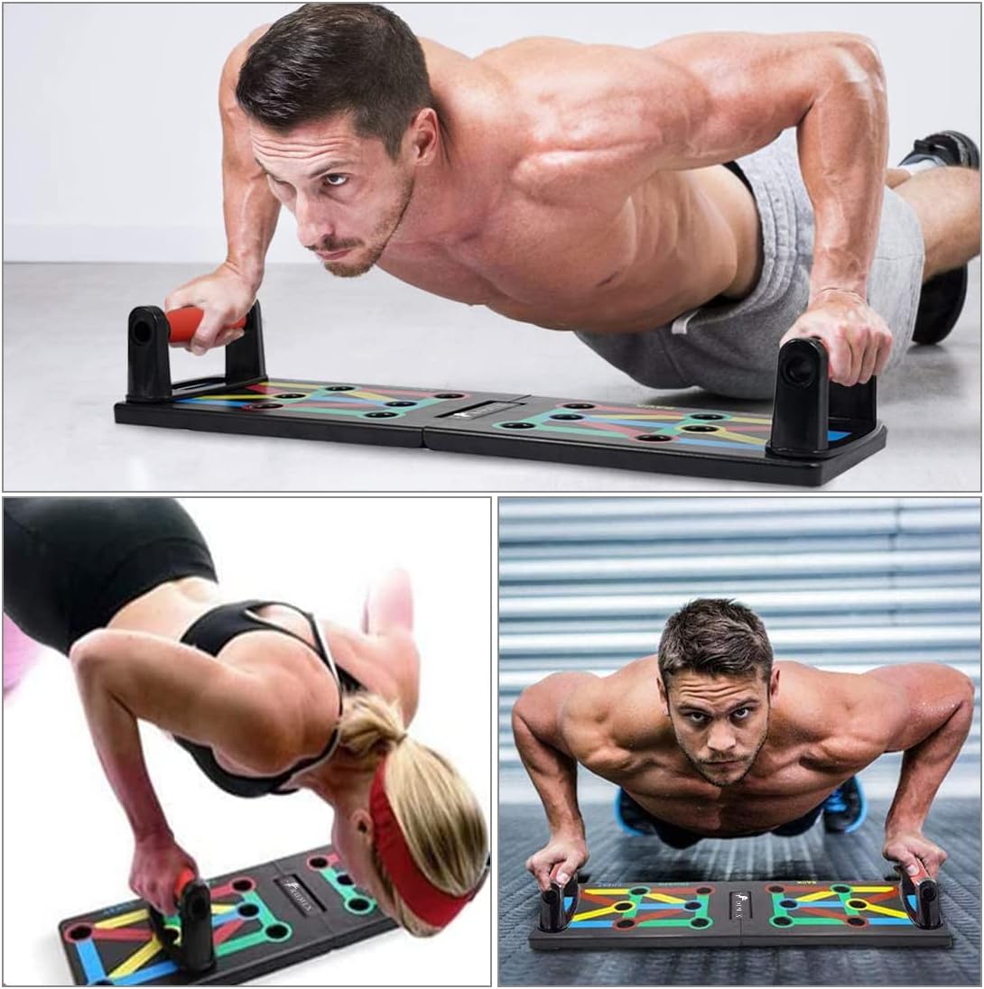 ROMIX Push Up Board, 12 in 1 Multifunctional Portable Press Up Board, Pushup Stand, Muscle Board Rack Strength Training Fitness Equipment Push Up Rack for Home Gym Exercise Body Building Workout