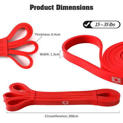 KK Resistance bands for men and women fitness band (15 – 35 lbs) pull up resistance bands Suitable for home, gym workout exercise flexibility and strength training. (Red: 15 – 35 lbs)