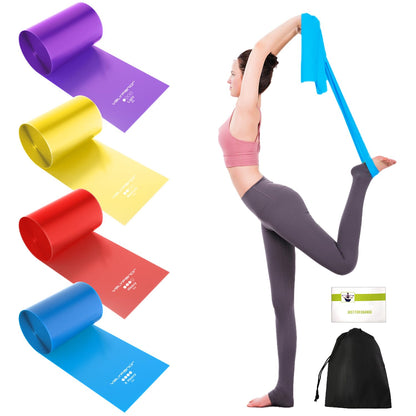 VALYPANOR Resistance Bands 2 m Fitness Bands Set of 4 Exercise Bands with 4 Resistance Levels for Yoga, Pilates, Crossfit, Muscle Building, Physiotherapy with Carry Bag & Exercise Instructions