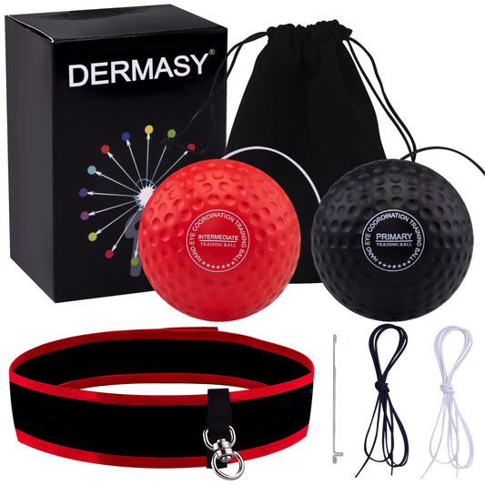 Dermasy Upgraded Reflex Ball, Boxing Training Ball with Headband Perfect for Reaction, Punching Speed, Fight Skill, Fitness, Newst Boxing Equipment for Adult and Kids (4 balls)