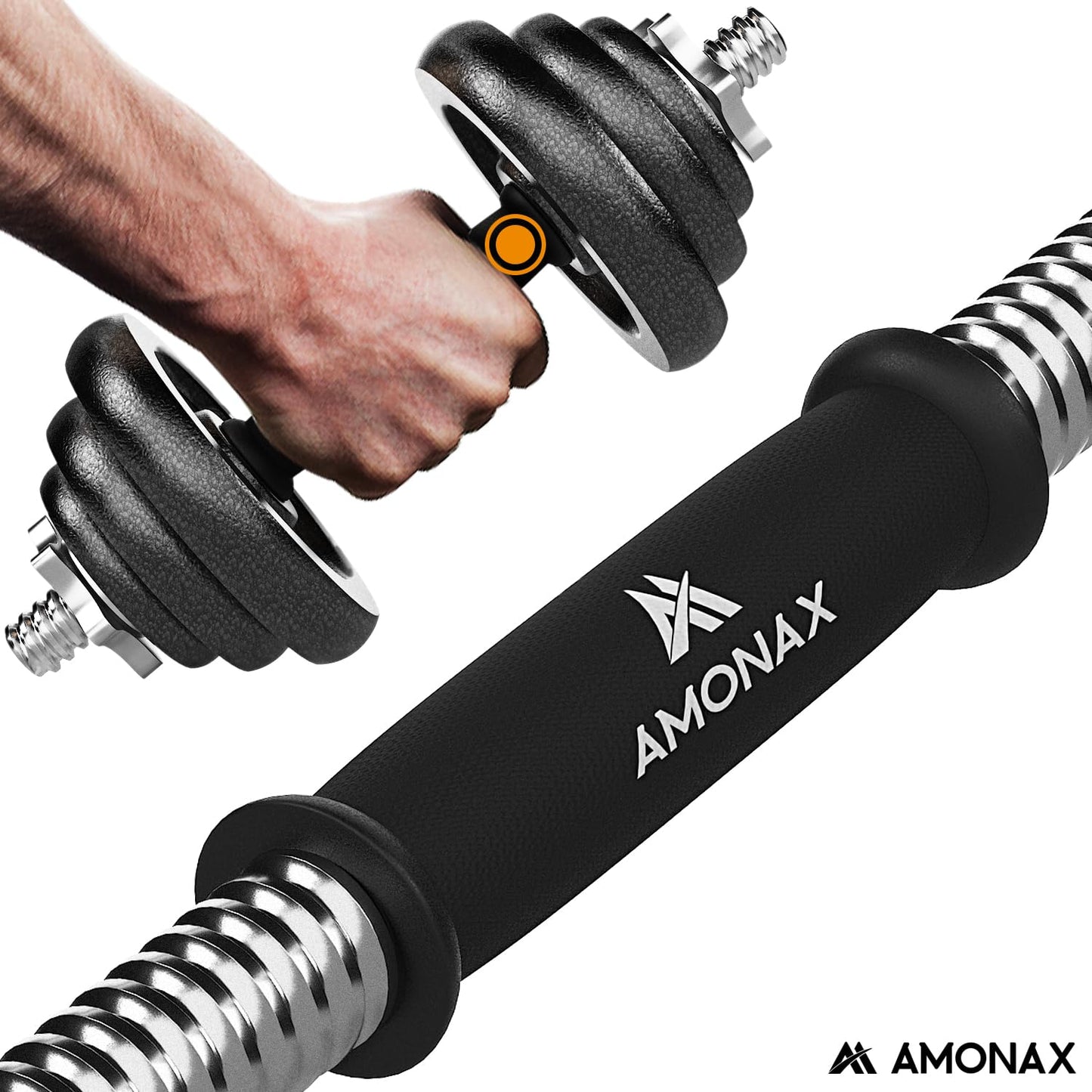 Amonax 20kg Cast Iron Adjustable Dumbbells Weight Set, Barbell Set Men Women, Strength Training Equipment Home Gym Fitness, Dumbell Pair Hand Weight, Bar Bells Free Weights for Weight Lifting, 20KG