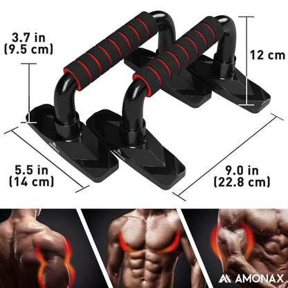 Amonax Gym Equipment for Home Workout (Ab Roller Wheel Set, Skipping Rope, Push-up Handles). Fitness Exercise, Strength Training Equipment for Abs, Weight Loss, Sport Accessories for Men Women