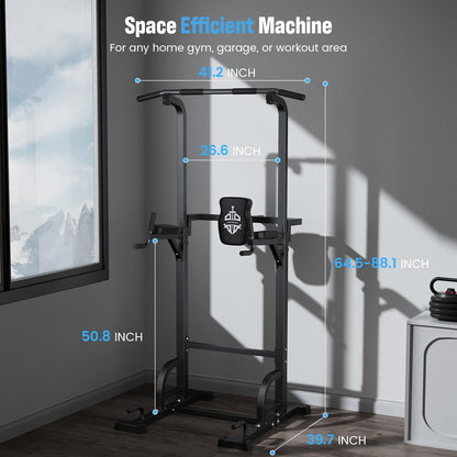 Sportsroyals Power Tower Dip Station Pull Up Bar for Home Gym Strength Training Workout Equipment, 450LBS.