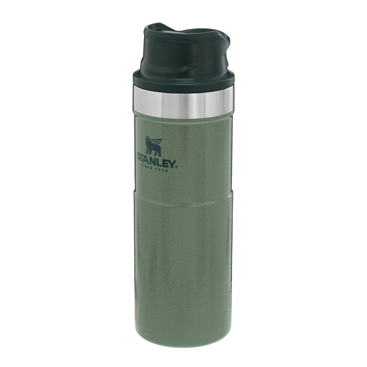 Stanley Trigger Action Travel Mug 0.47L - Keeps Hot for 7 Hours - BPA-Free - Thermos Flask for Hot or Cold Drinks - Leakproof Reusable Coffee Cup - Dishwasher Safe - Hammertone Green