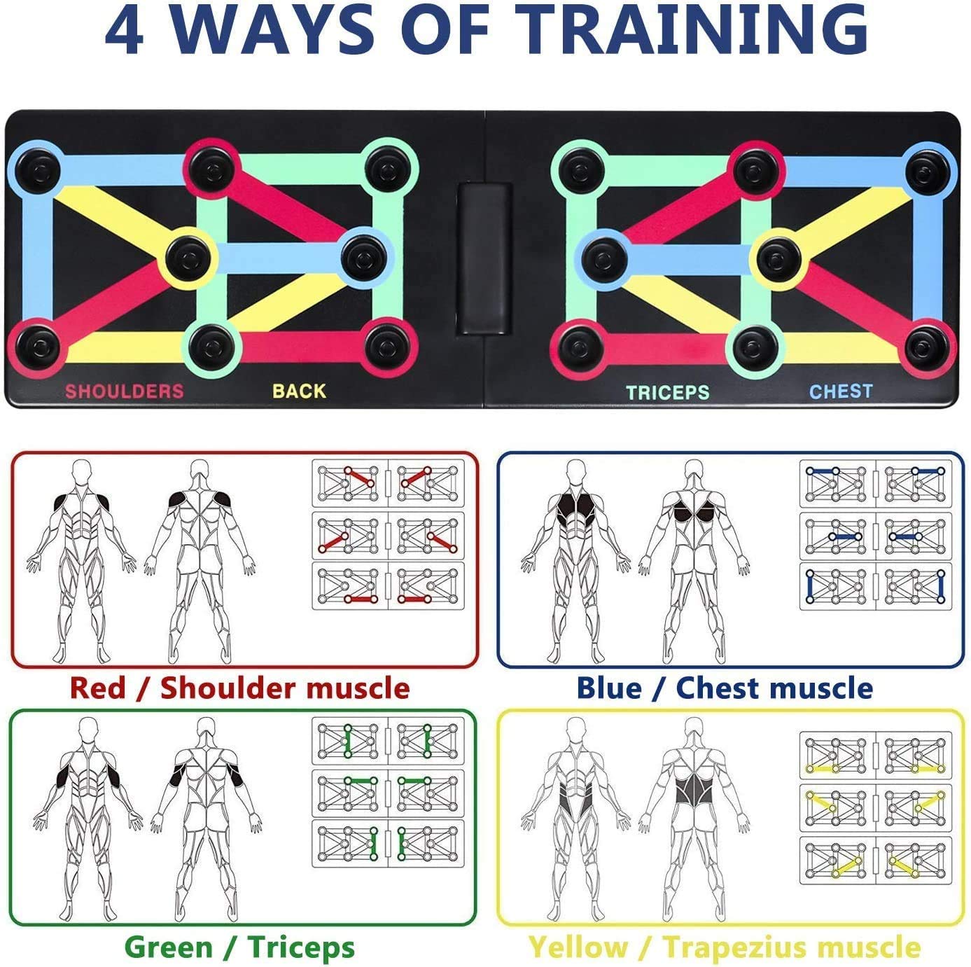 Cretee 12 in 1 foldable Push Up Rack Board Train Gym Fitness System Workout Exercise Stands for Body Training (12 IN 1)