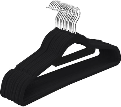 Utopia Home 50 Velvet Suit Hangers - Heavy Duty Velvet Clothes Hangers - Premium Non-Slip Hangers for Clothes - 360 Degree Swivel Hook Coat Hangers Adult - Sturdy to hold Jacket or Trouser (Black)