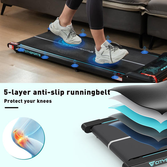 CITYSPORTS Treadmills for home,Under Desk Treadmill Ultra Slim Walking Pad with Remote,LED Display and Bluetooth Speaker,Compact Motorised Treadmill,No Assembly